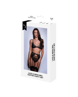 Set di Lingerie Baci Lingerie Nero 3 Pezzi (M/L)