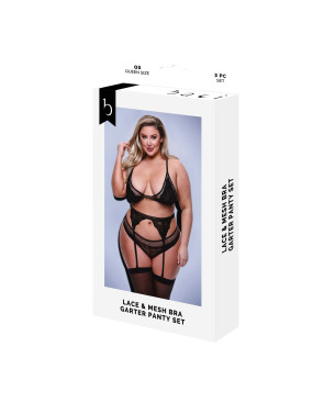 Set di Lingerie Baci Lingerie Nero 3 Pezzi (Queen)