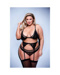 Set di Lingerie Baci Lingerie Nero 3 Pezzi (Queen)