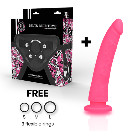 DELTA CLUB - TOYS IMBRACATURA + DONG SILICONE ROSA 17 CM -O- 3 CM