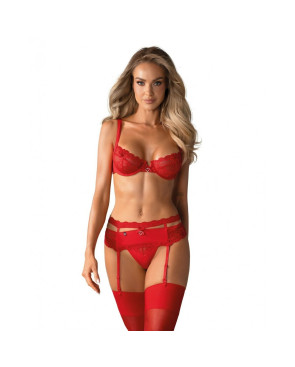 Set di Lingerie con Pizzo Obsessive Heartina Rosso L/XL