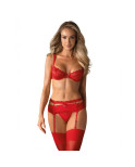 Set di Lingerie con Pizzo Obsessive Heartina Rosso L/XL