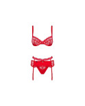 Set di Lingerie con Pizzo Obsessive Heartina Rosso L/XL