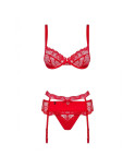 Set di Lingerie con Pizzo Obsessive Heartina Rosso L/XL