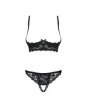 Set di Lingerie con Pizzo Obsessive Letica Nero L/XL