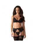 Set di Lingerie con Pizzo Obsessive 810-SEG-1 Nero L/XL