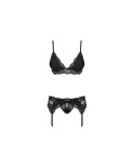 Set di Lingerie con Pizzo Obsessive 810-SEG-1 Nero L/XL