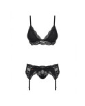 Set di Lingerie con Pizzo Obsessive 810-SEG-1 Nero L/XL