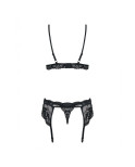 Set di Lingerie con Pizzo Obsessive 810-SEG-1 Nero L/XL