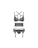 Set di Lingerie con Pizzo Obsessive Frivolla Nero S/M