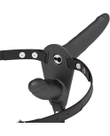 FETISH SUBMISSIVE HARNESS - VIBRATORE NERO A DOPPIA PENETRAZIONE